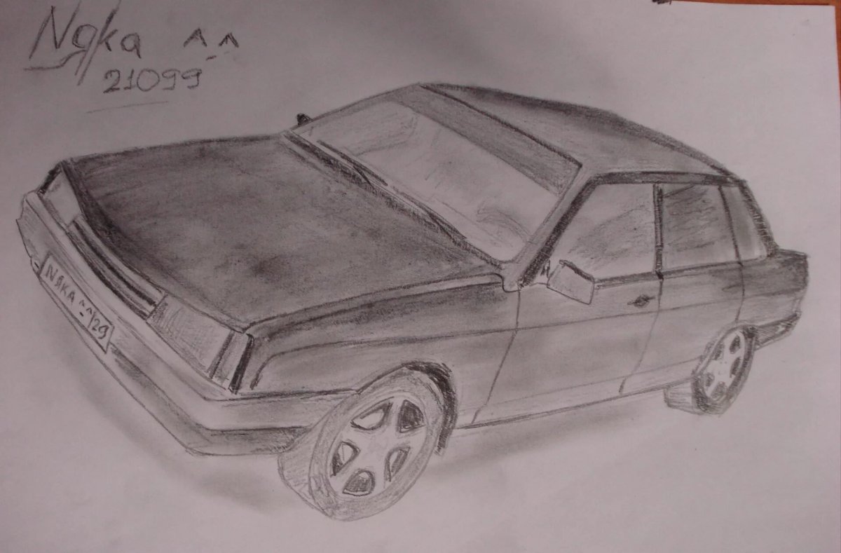 Машина карандашом на листе