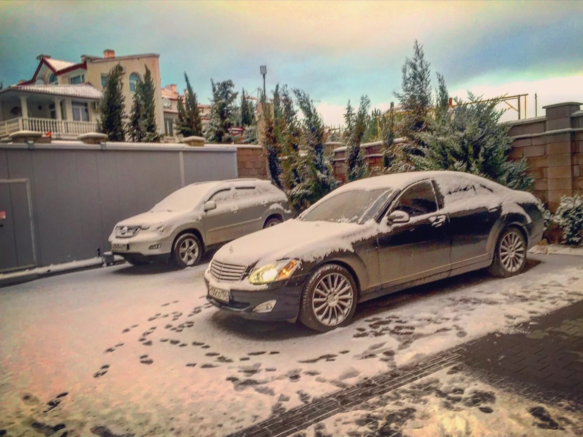 Мерседес 221 ночь зима