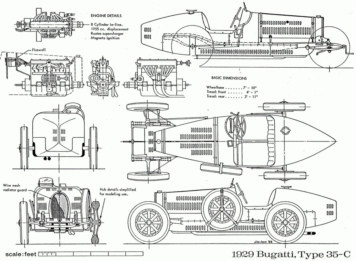 Bugatti Type 35b чертежи