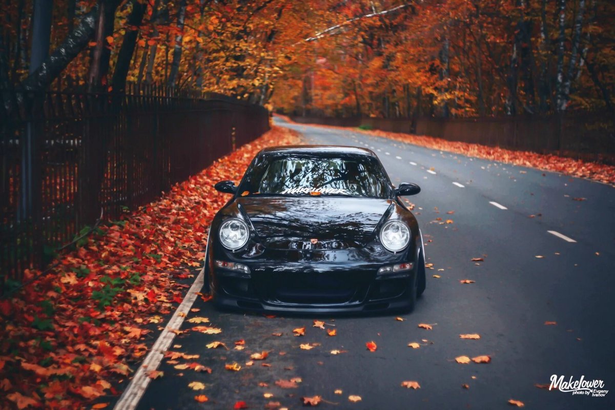 Дождь осенью Порше 911