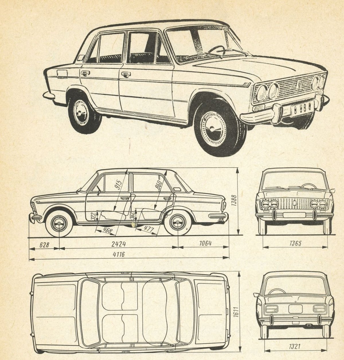 ВАЗ 2106 Blueprint чертеж