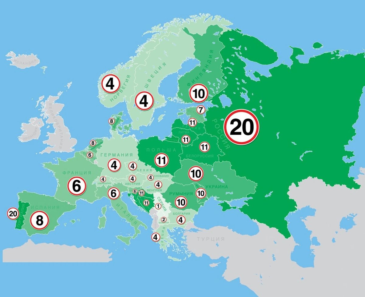 Ограничение скорости в разных странах