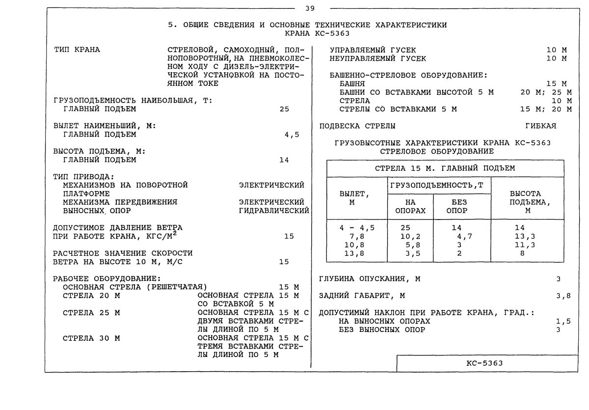 Кран 5363 технические характеристики