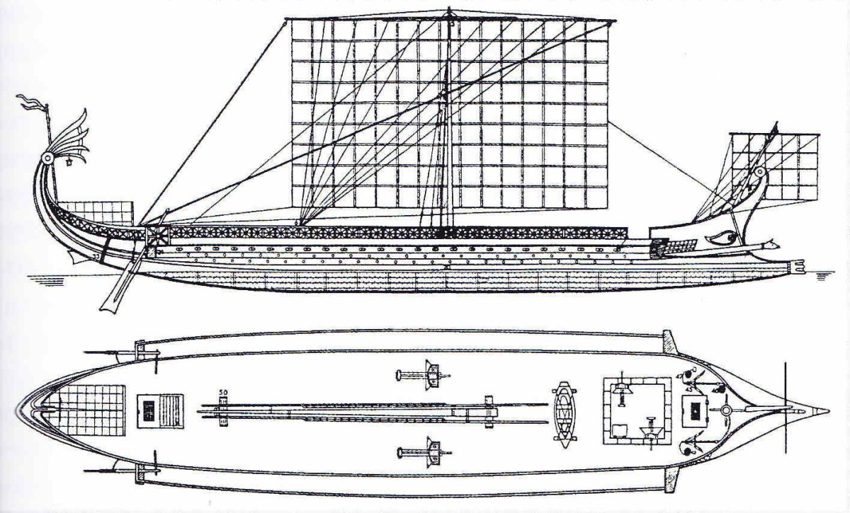 Чертёж греческой биремы