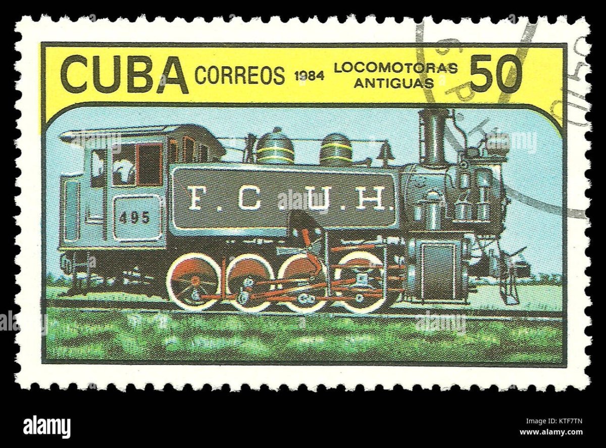 Марки Куба паровозы 1984