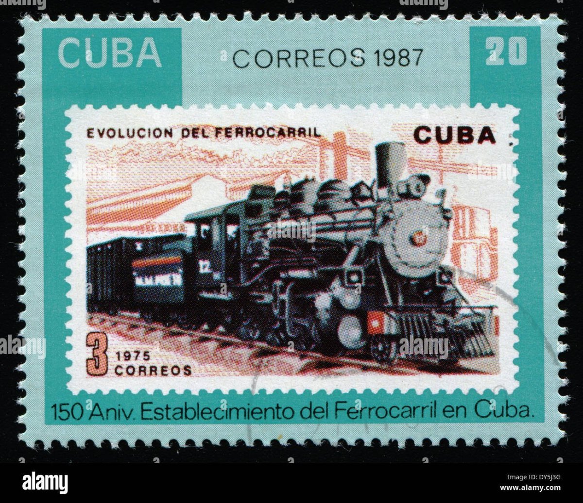 Марка Куба 1987 год паровоз