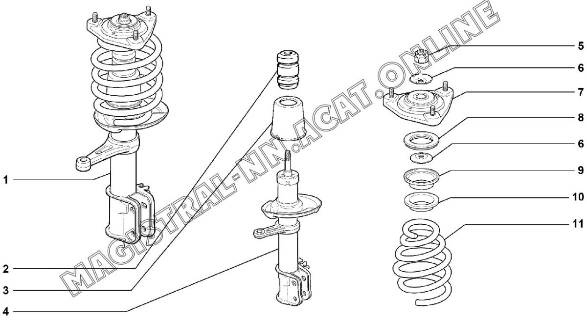 Стойка передняя ВАЗ 2190 схема