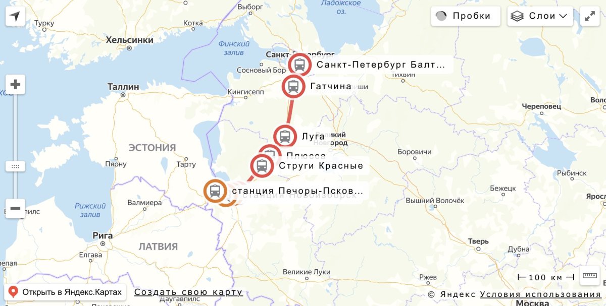 Санкт-Петербург Луга электричка Ласточка остановки