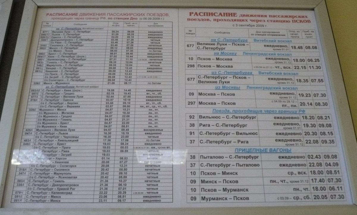 Расписание поездов Санкт-Петербург