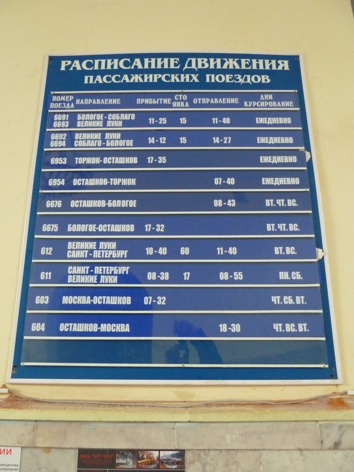 Расписание пассажирских поездов