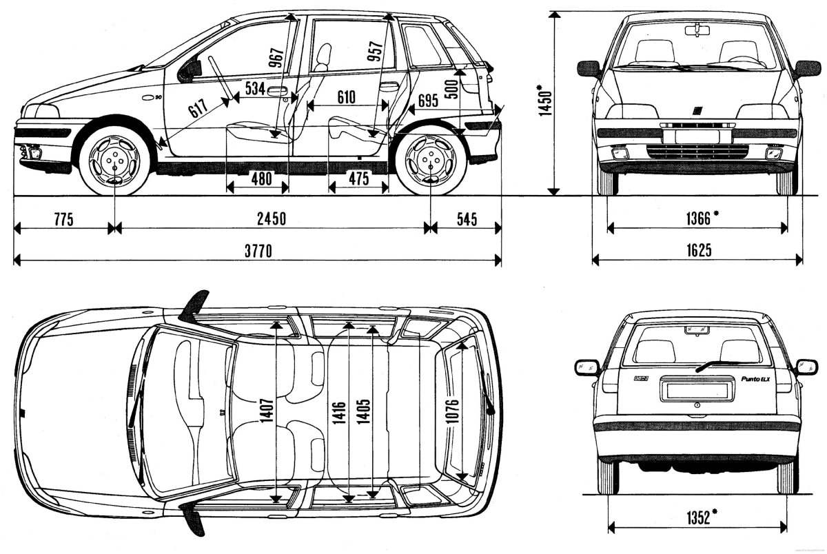 Fiat punto 2000 габариты